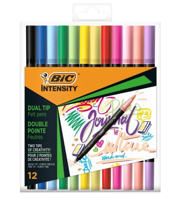 Pisaki dwustronne BIC Intensity Dual Tip Classic+Pastel 12 kolorów 503