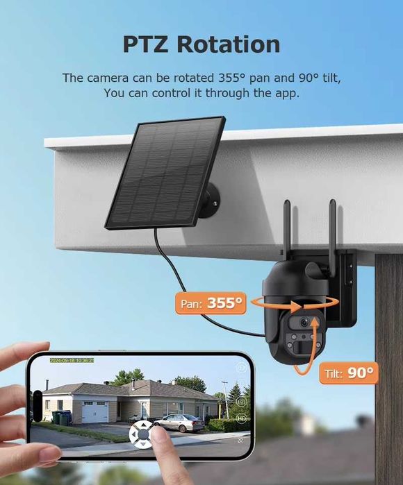 KAMERA SOLARNA FOTOPUŁAPKA na kartę SIM 4G 2K 6MP podgląd na telefonie