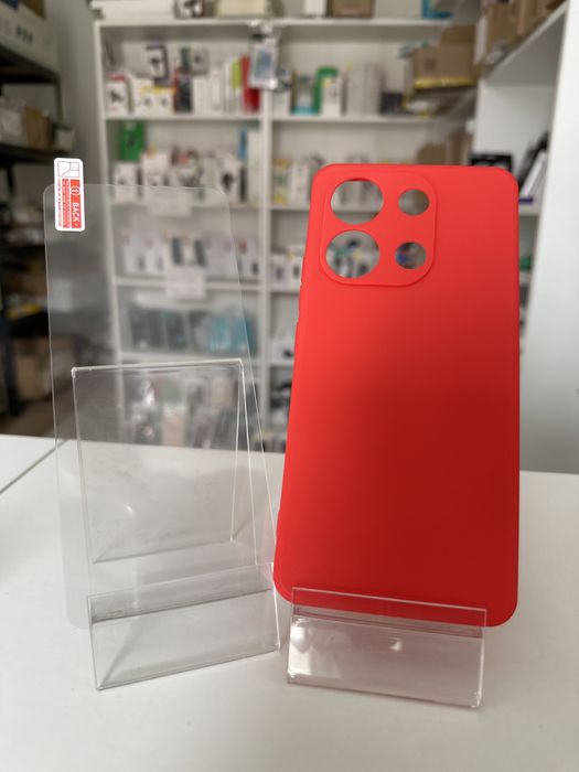 Etui czerwone soft + szkło hartowane XIAOMI REDMI NOTE 13 4G