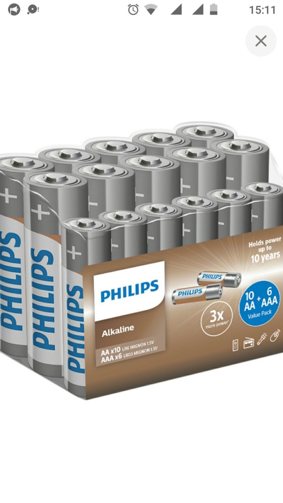 Батарейки алкалайн, 1,5v, PHILIPS, АА и ААА, новые