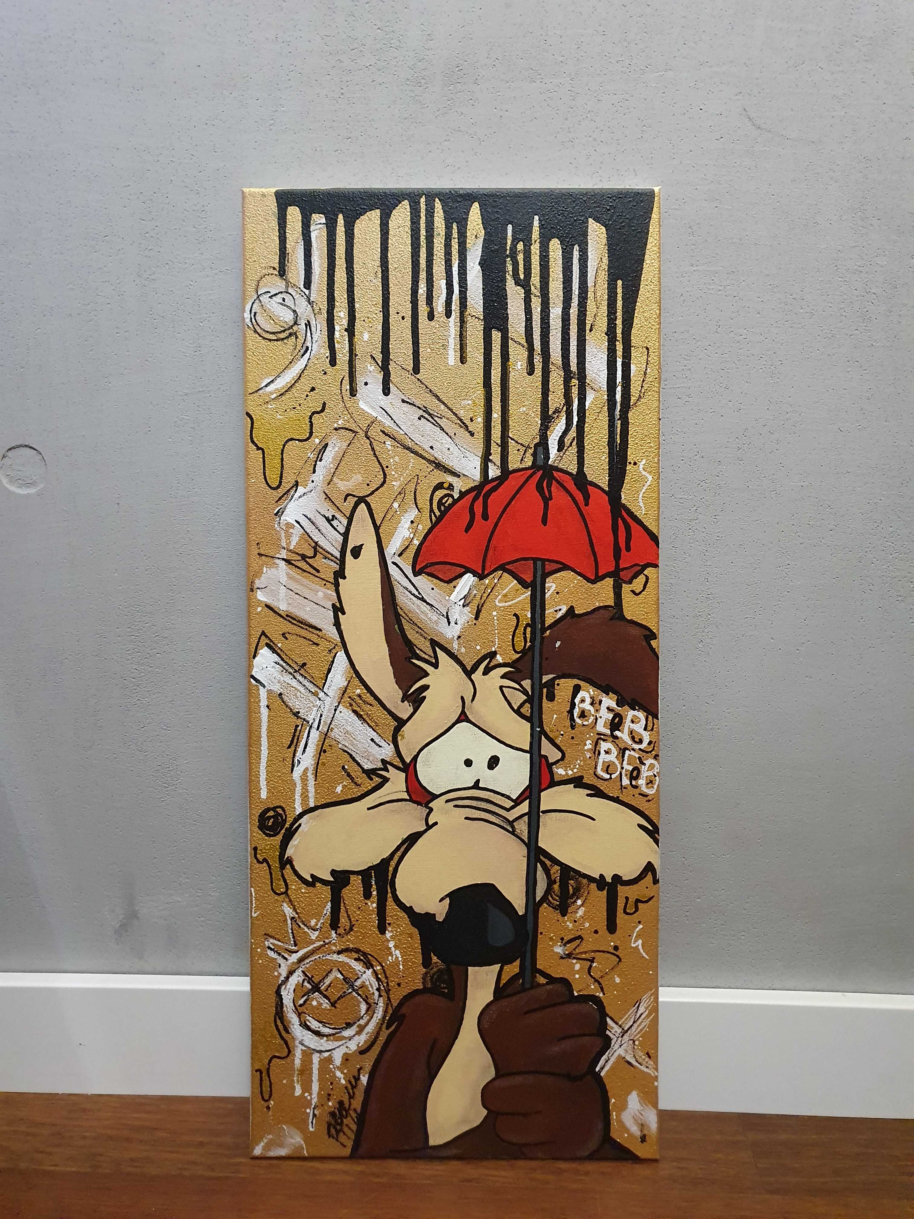 Kojot Willuś Looney Tunes Obraz karyl 30x70 handmade