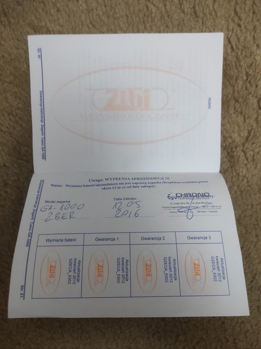 Zegarek Casio GA-1000 2BER