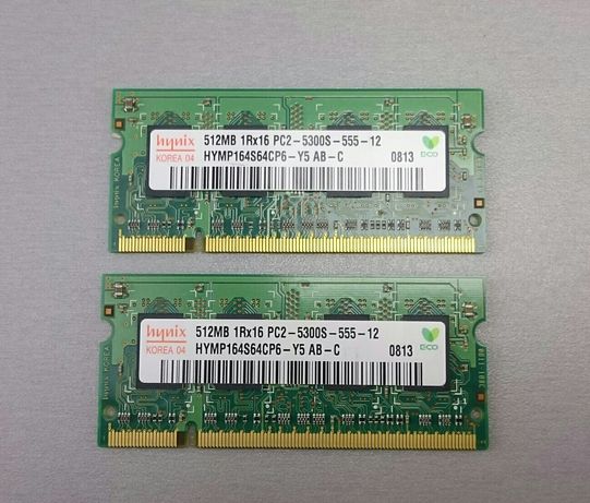 Оперативная памяти DDR2 SO-Dimm 1Гб (2 по 512) PC2-5300S 667MHz