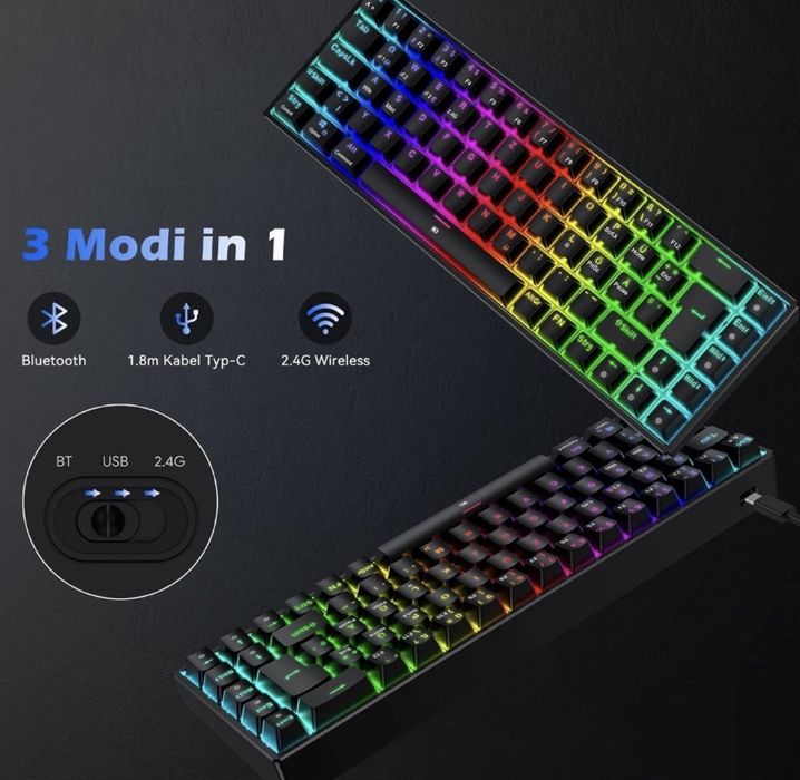 21 paz, 09:36 TECURS Klawiatura gamingowa bezprzewodowa