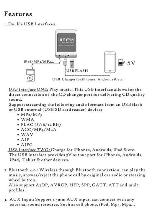 Адаптер эмулятор CD чейнджера USB SD AUX Bluetooth WEFA YATOUR GROM