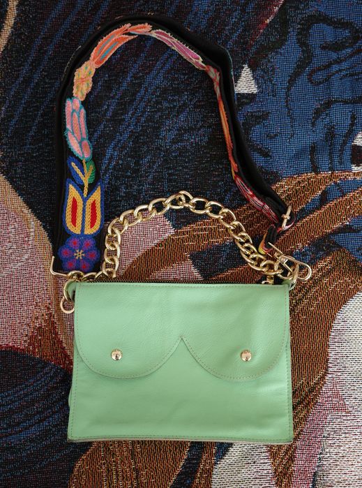 Shof Mini cyckotorebka zielony neon torebka na ramię skórzana