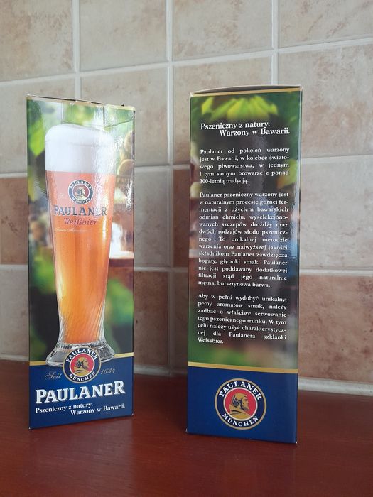 Zestaw  kolekcjonerskich szklanek Paulaner Weissbier do piwa .