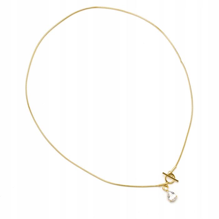 Łańcuszek Celebrytka Kołko Przeplatane Duża Cyrkonia Złota Stal 00645