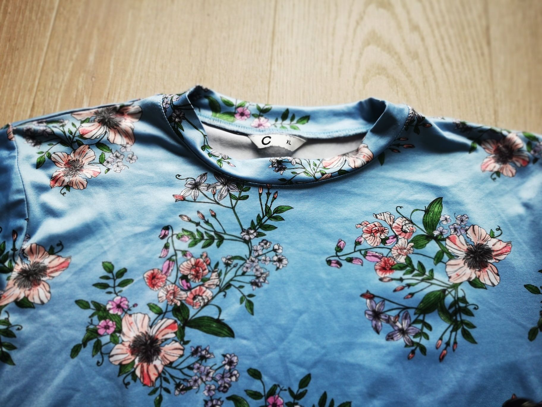 Bluzka retro w kwiaty PRL r. L - XL