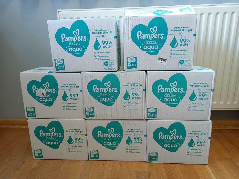 Chusteczki Pampers Harmonie Aqua Baby Wipes 48 x 15 p. (1 karton)