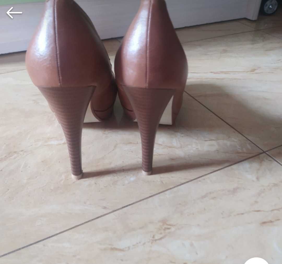 Buty damskie, czółenka rude r 37