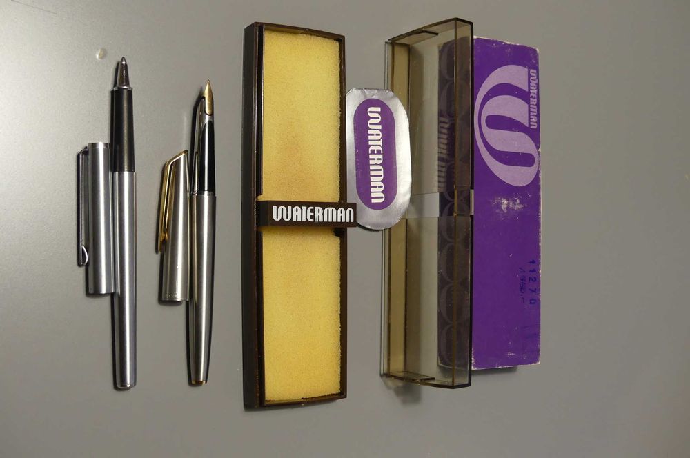 Waterman C/F 18K 750 pióro + Montblanc długopis PRL oryginał