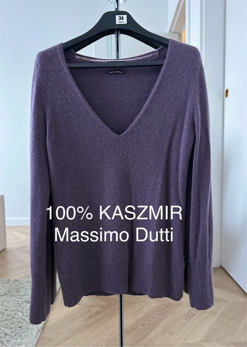 Massimo Dutti Kaszmirowy Sweter S Fiolet Premium