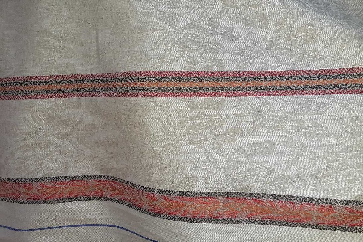 Tkanina lniana żakardowa w pasy szer. 195 cm
