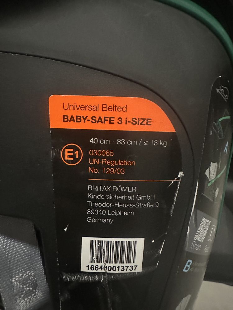 Fotelik samochodowy Britax Romer baby-safe 3 i-size 0-13kg z baza flex