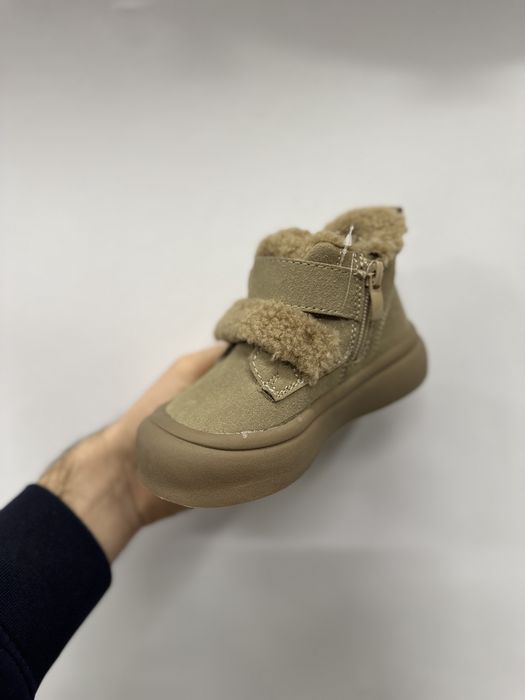 Черевички дитячі зимові 21-26, коричневі ботинки на зиму, стильні легк