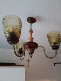 Stary żyrandol lampa sufitowa 3 punktowy E27 do salonu sypialni PRL
