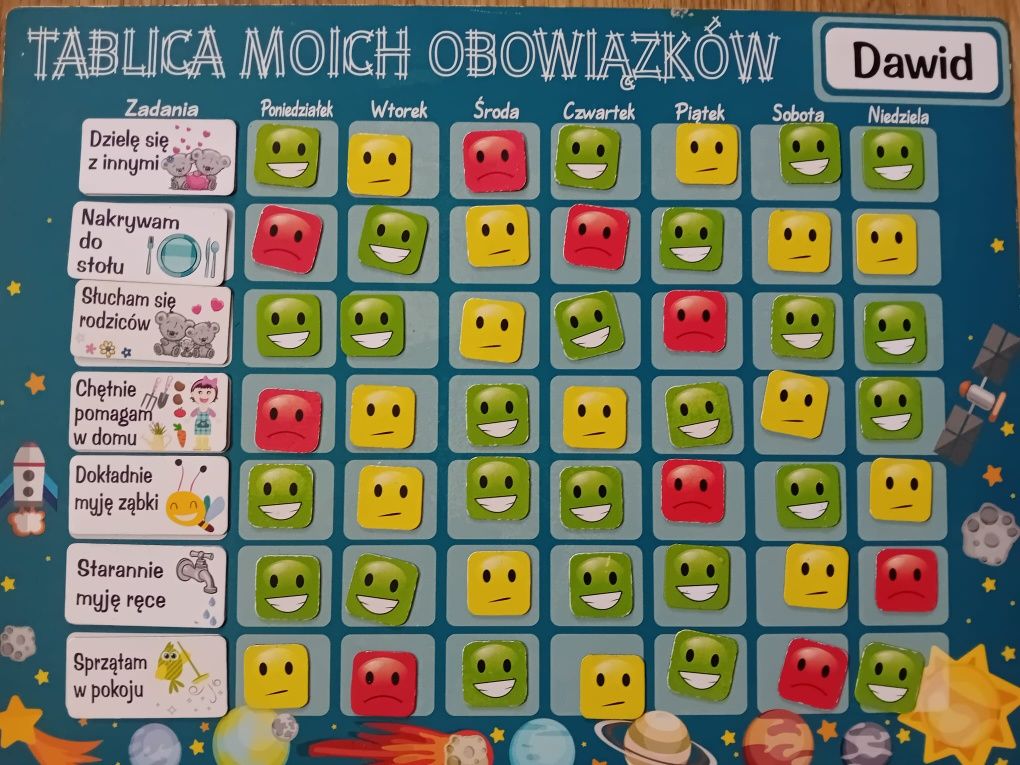 Tablica magnetyczna  obowiązków  dla dziecka 3+