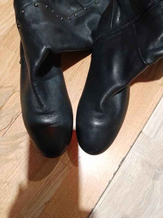 Шкіряні високі чоботи ботфорди 39