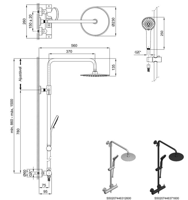 Duche Sanitana Bloom com torneira misturadora monocomando