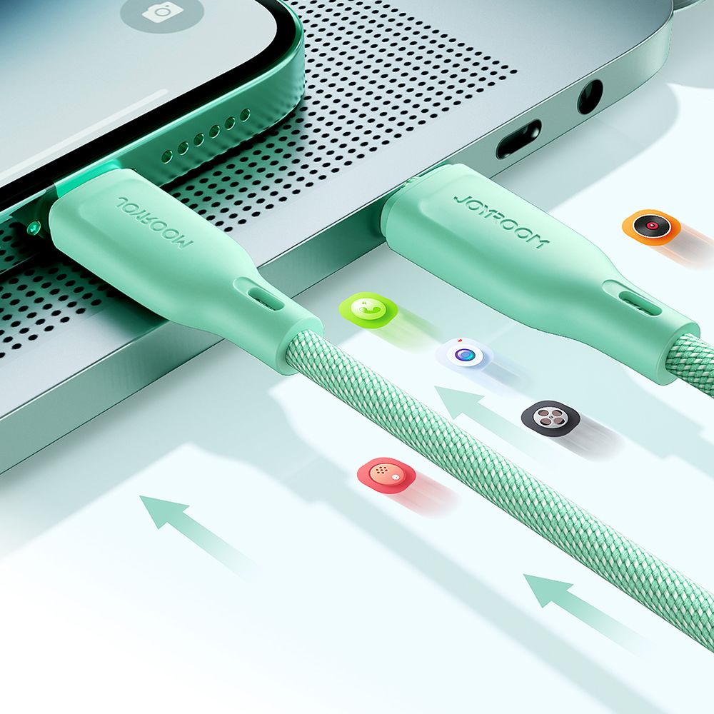 kabel przewód usb-c 60w szybki transfer multi-color series 1m zielony
