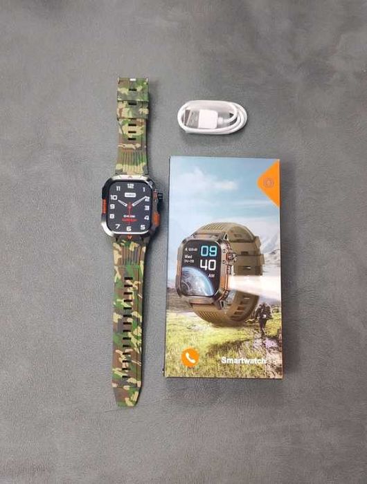 Smartwatch zegarek sportowy wojskowy pulsometr fitness Android iOS SMS