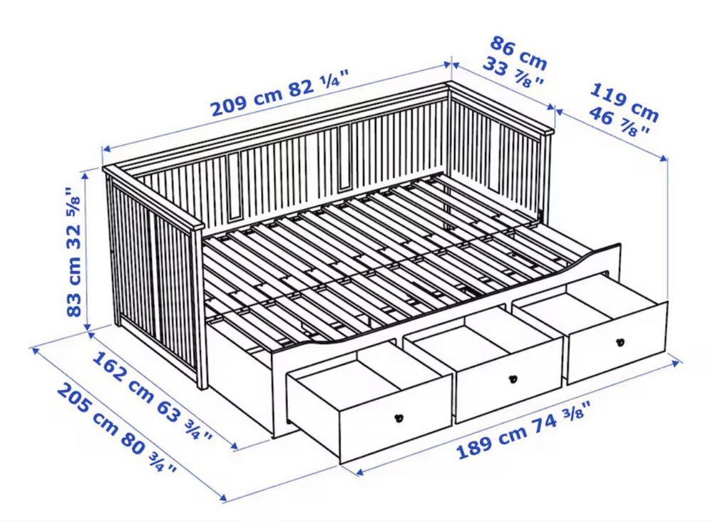 Cama individual e dupla c/ 3 gavetas