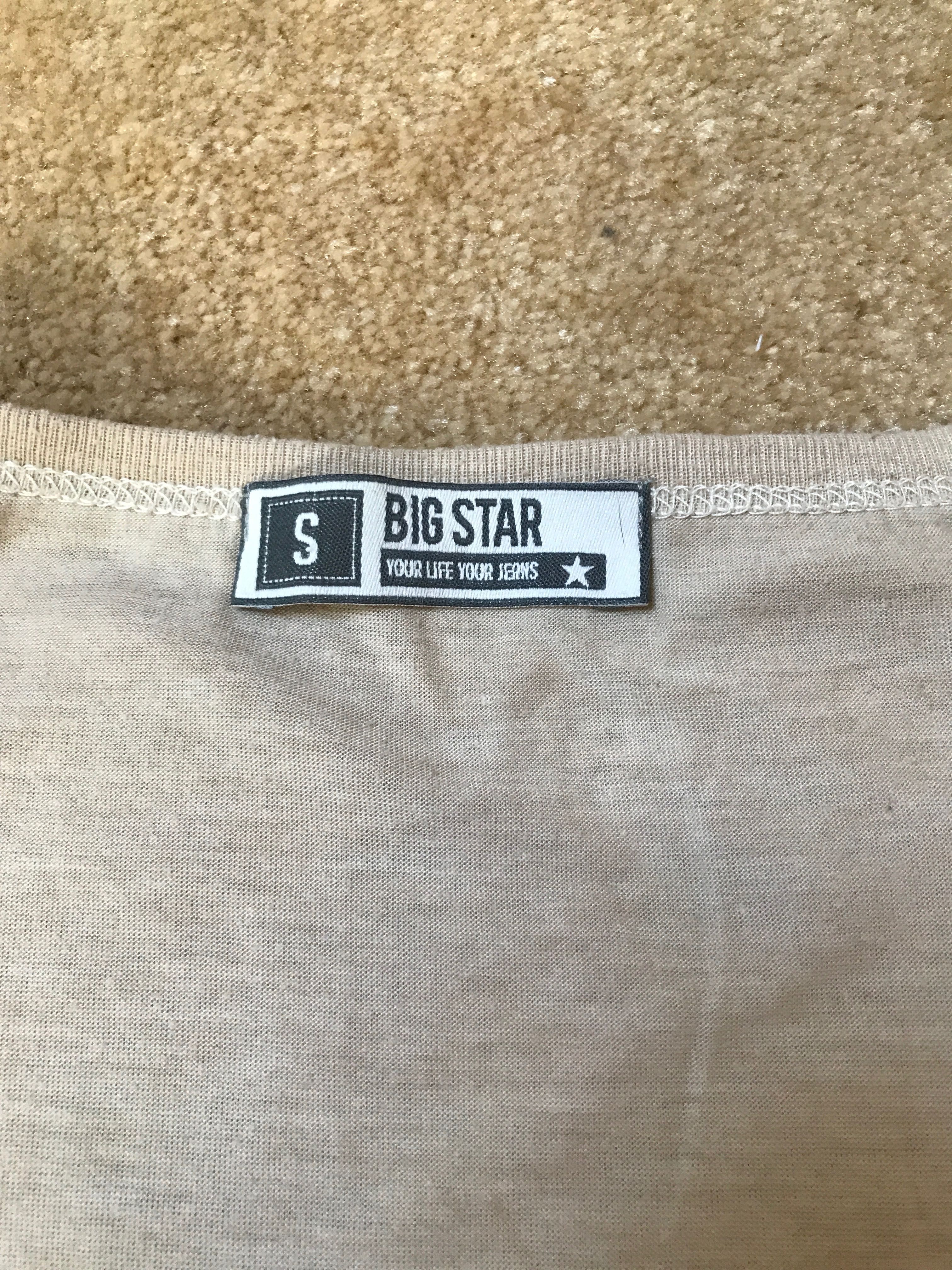 Big Star t-shirt bez rekawow z kieszonka bezowy