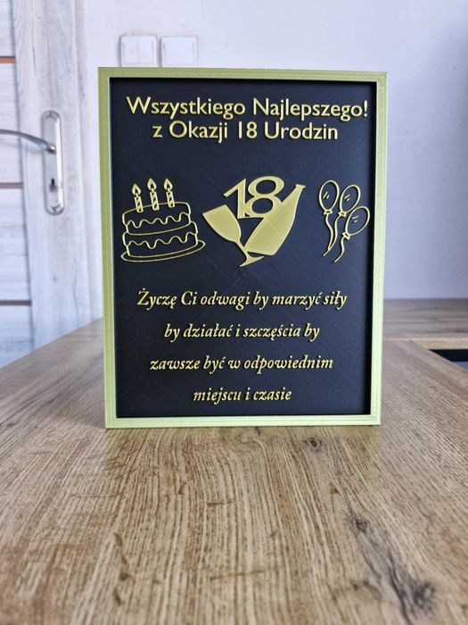 Tabliczka pamiątkowa na 18 urodziny