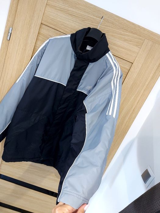 Oryginalna kurtka Adidas ocieplana pikowana roz XL z kapturem modna