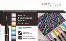 Flamastry pędzelkowe Fudenosuke pastel.. 6 kolorów Tombow blister,