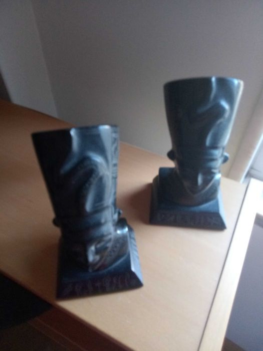 Cabeças Egipcias e Estatueta  Pedra Ardosia Preta  - PREÇO COMBINADO