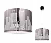 Lampa city miasto metal chrom wisząca dwie sztuki salon sypialnia