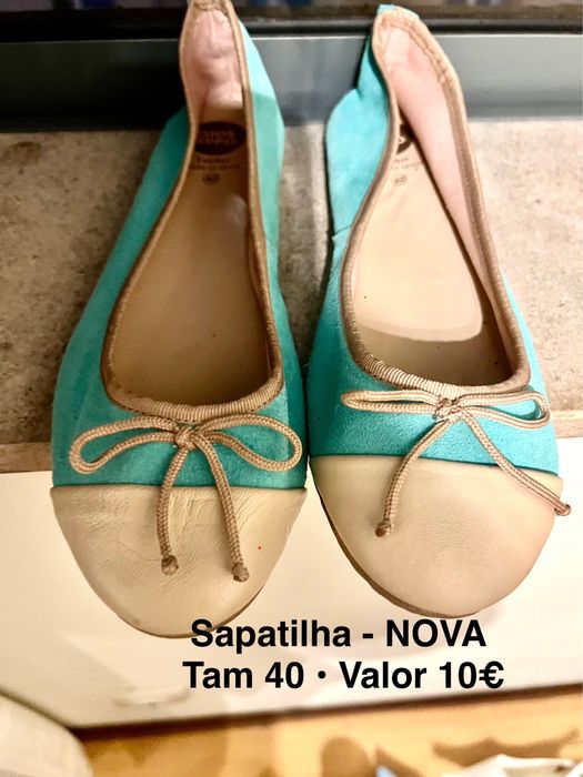 Desapego!! Sapatilha Gioseppo em tecido em verde/creme. NOVA!  Tam 40