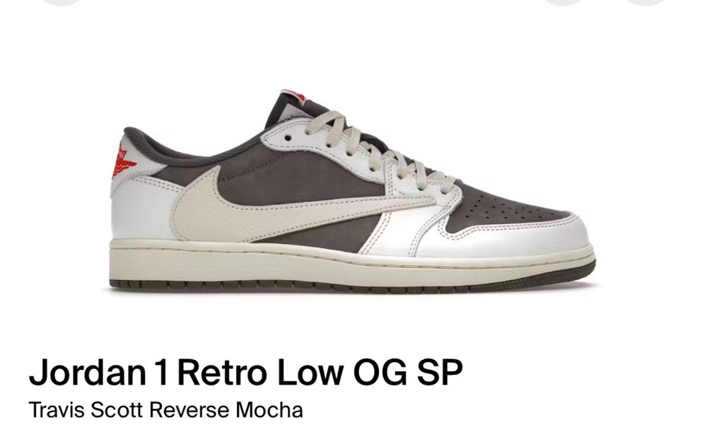Jordan 1 Retro Low OG SP Fragment x Travis Scott e Travis Scott Mocha