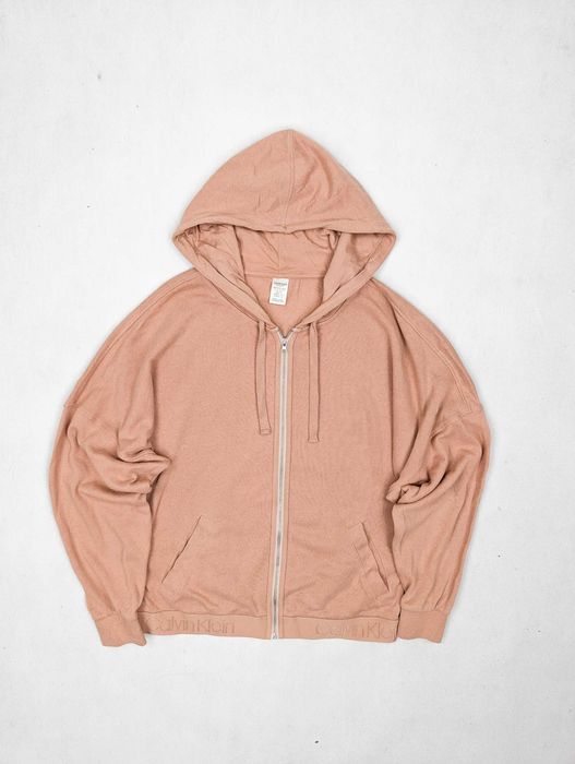 Calvin Klein brzoskwiniowa bluza z kapturem XS logo
