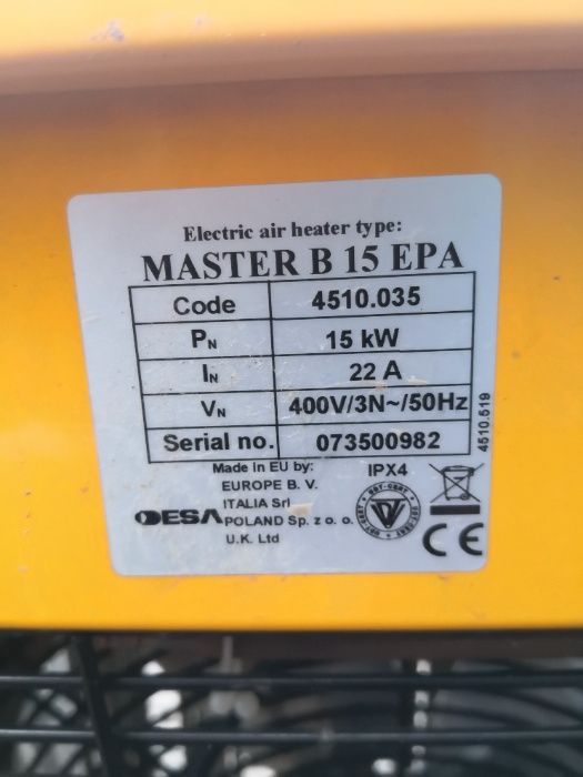 Nagrzewnica elektryczna 15KW Master B15 gwarancja!!! 590zł netto