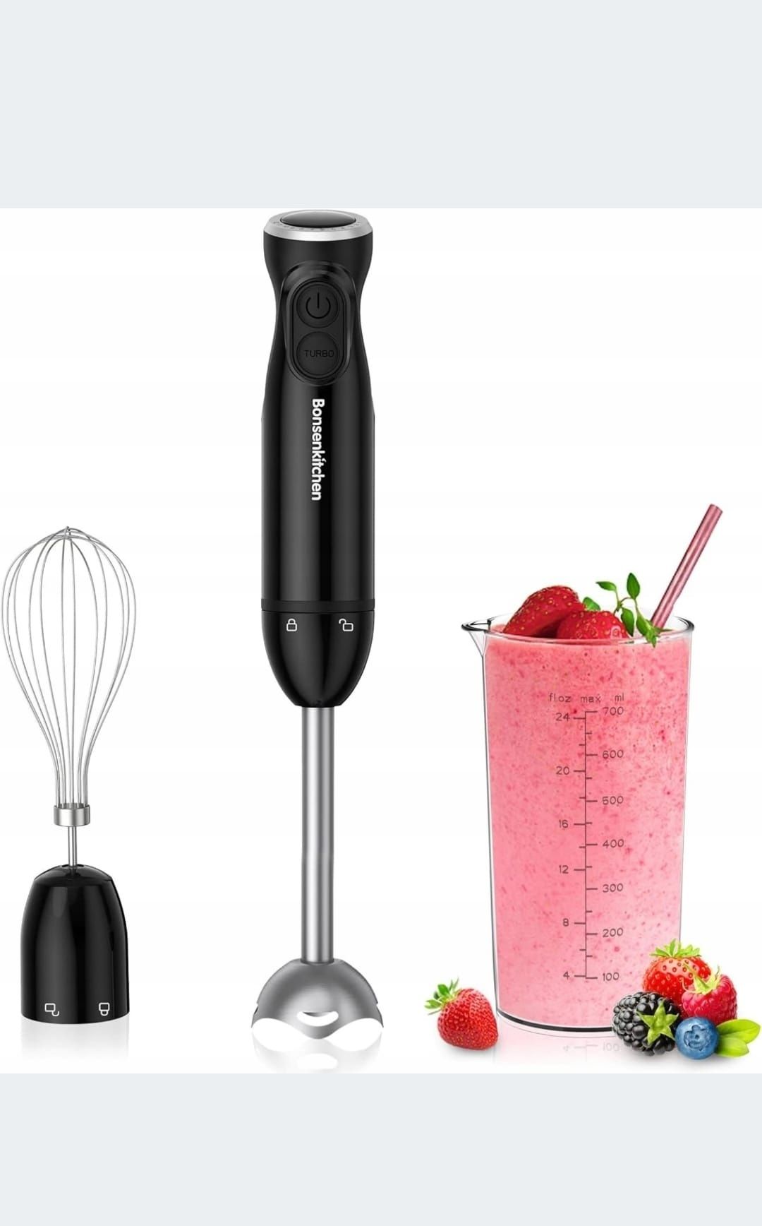 Blender elektryczny ręczny 3w1 1000 W z miarką i trzepaczką HB3202
