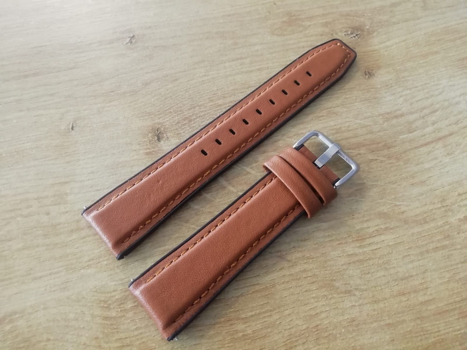 20mm Bracelete em Couro e silicone (Nova) castanha