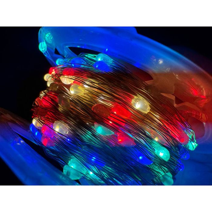 Гірлянда Капля роси 50м, 100м, 200 м від мережі срібний дріт (преміум)