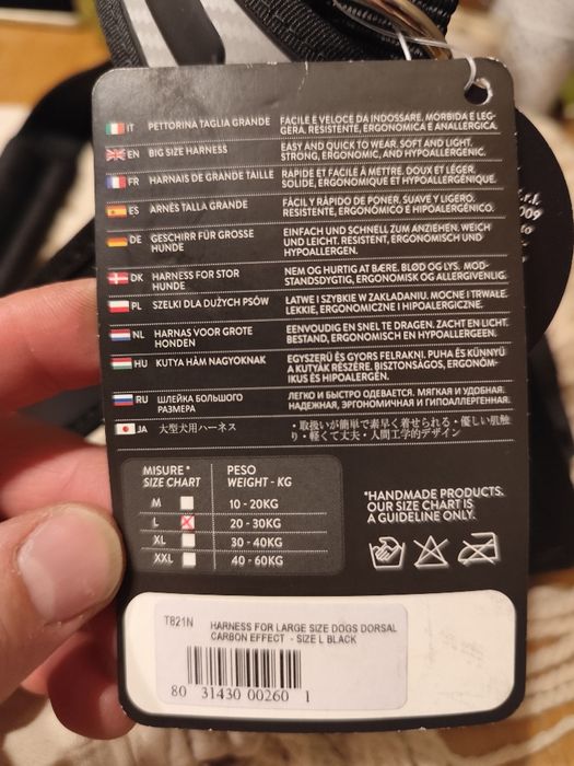 SZELKI dla psa TRE PONTI  75-95 cm - czarno-szare Z ODBLASKAMI mocne