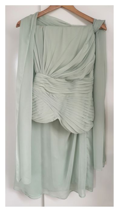 Miętowa sukienka maxi Adrianna Papell (M/38) #balowa #wesele #elegant