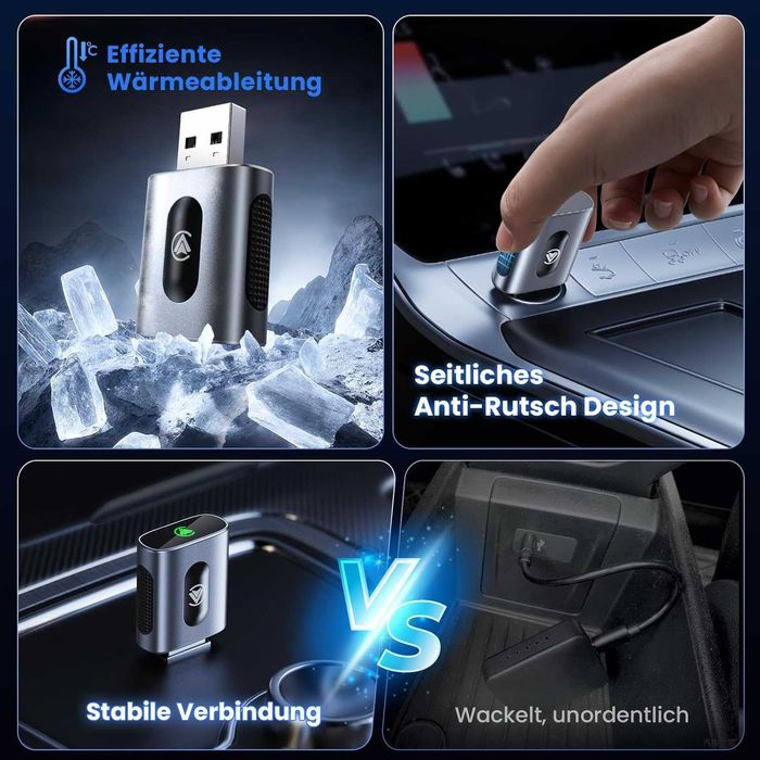 Adapter samochodowy Carplay Android iOS bezprzewodowy, plug and play