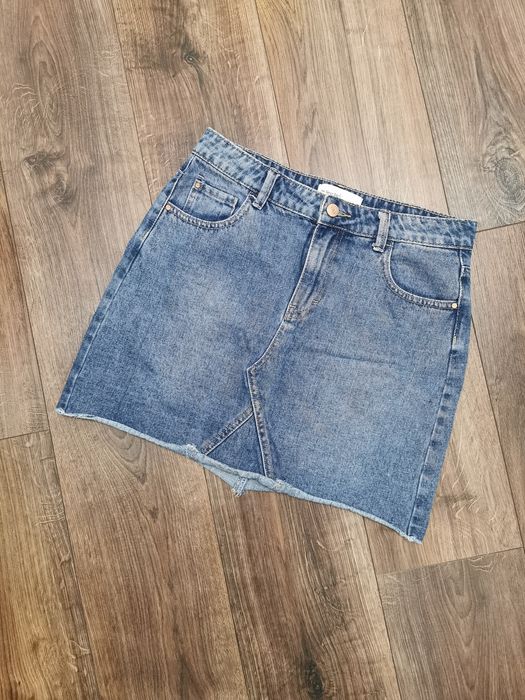 Spódnica dżinsowa spódniczka jeansowa mini trapezowa M 38