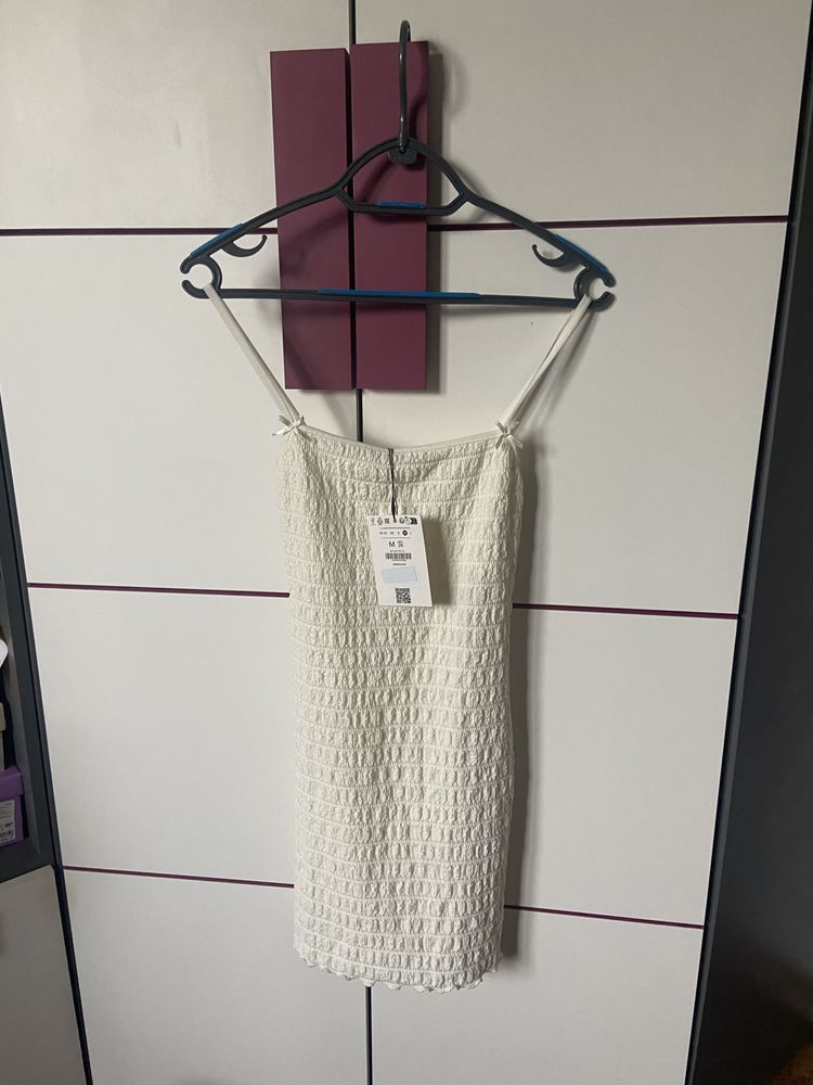 Biała sukienka z kokardkami Bershka M Viral Coquette Hit Nowa