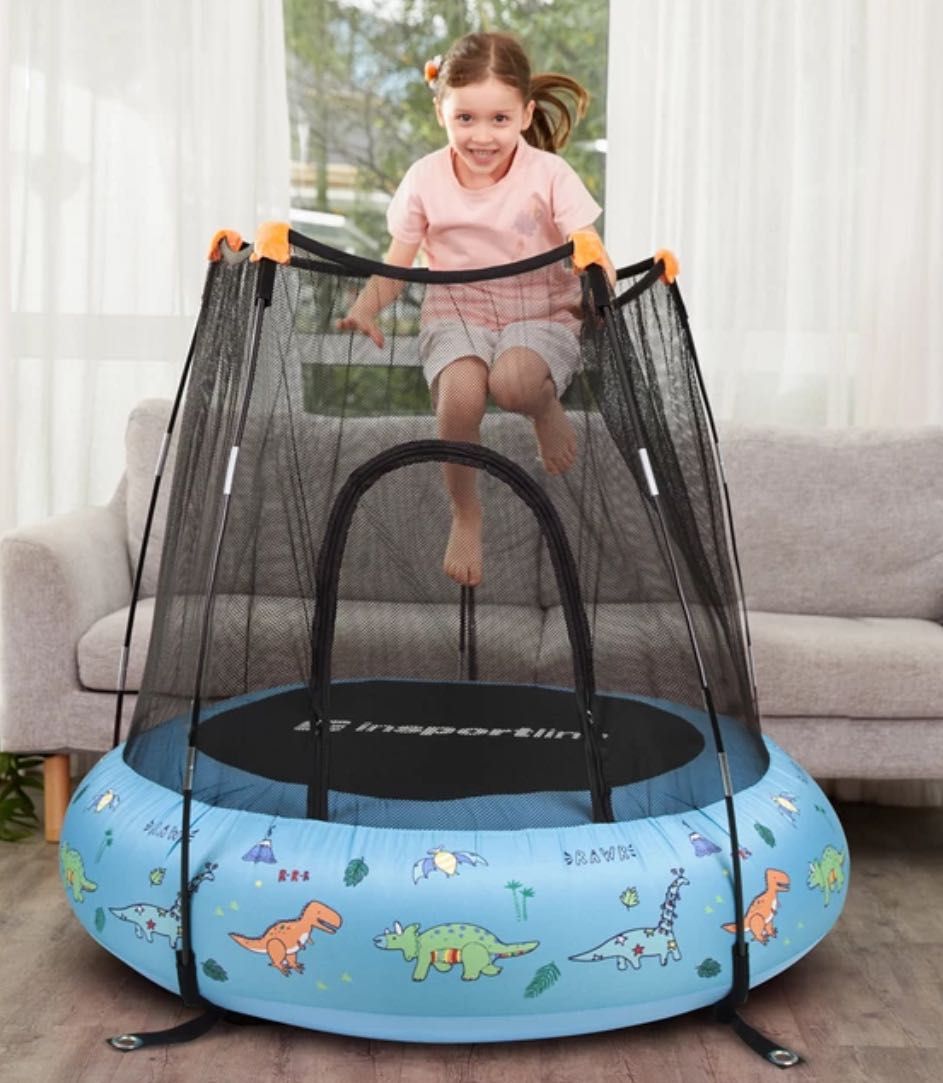 Pompowana trampolina dla dzieci z siatką inSPORTline Nufino 120 cm