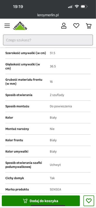 Szafka z umywalką Katalonia 50 Sensea- NOWA!