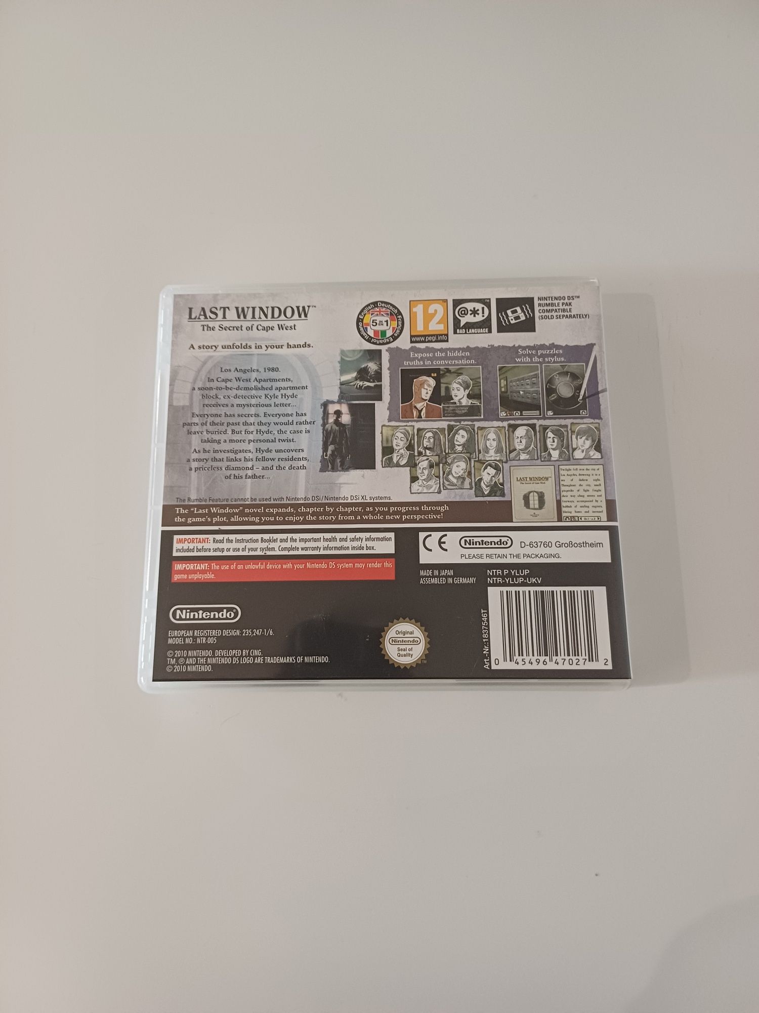 Last Window The Secret of Cape West Nintendo DS Oryginalna