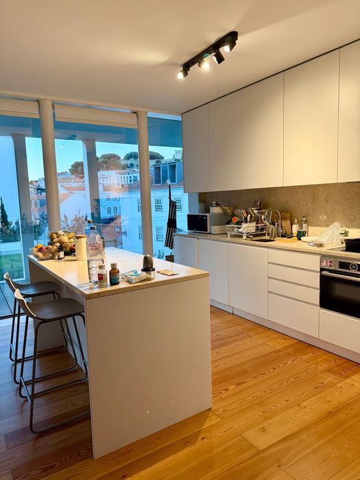 Kitchen island white full wood, marble counter
