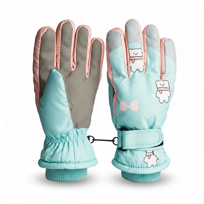 Rękawice narciarskie zimowe rękawiczki ocieplane wodoodporne miętowe